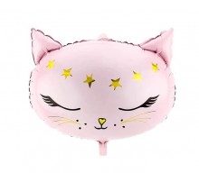 Фольгована кулька (фігура) Китай Голова Кішки рожева 35 см.*48 см.