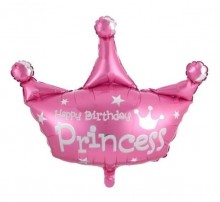 Фольгированная фигура Китай  «Корона Princess Happy Birthday розовая» 94см*85см