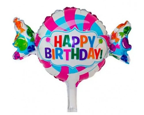 Фольгированный шар мини-фигура Китай «Конфета Happy Birthday»