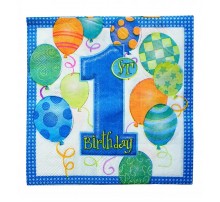 Салфетки "1-St Birthday голубой" . АКЦІЯ