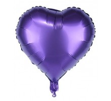 Фольгированное Сердце Китай сатин "Фиолетовое" 18'