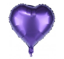 Фольгированное Сердце Китай сатин "Фиолетовое" 18'