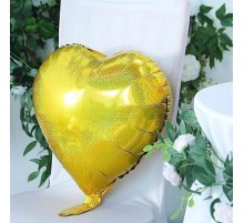 Фольгированное Сердце Китай - голограмма золото 18`  АКЦІЯ