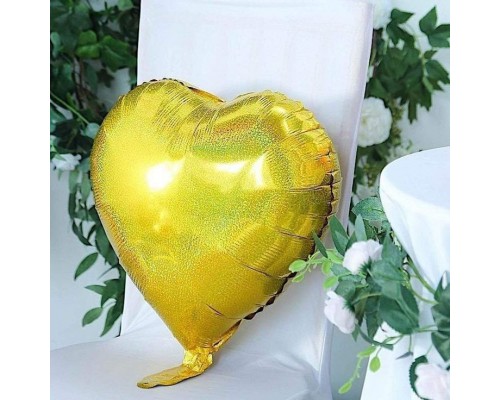 Фольгированное Сердце Китай - голограмма золото 18`  АКЦІЯ