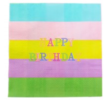 Салфетки "Happy birthday" на цветных полосах  АКЦІЯ