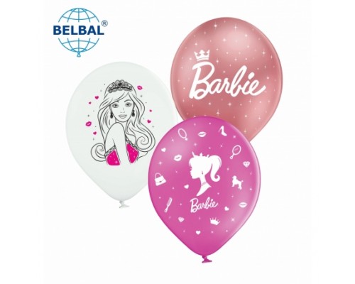 Латексні кульки Belbal Лялечка Барбі, мікс, хром рожевий, білий, рожевий 30 см 12" (25 шт.)