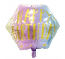 Фольгована кулька шестикутник Китай Happy birthday омбре18"