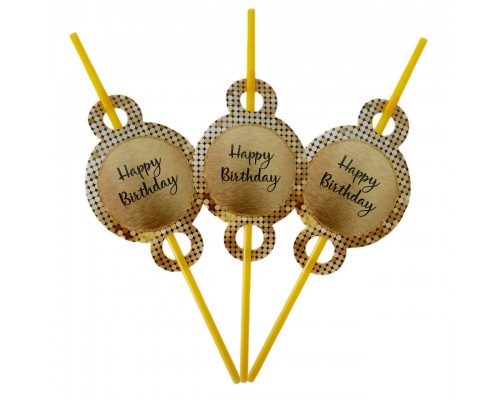 Трубочка «Happy birthday» паєтки