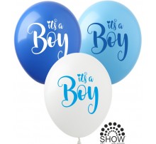 Латексна кулька Арт-SHOW  It's a Boy (1 ст., син.,гол.,бел.) 100 шт.  12' 