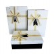 Коробка подарункова картон Біла з золотими вкрапленнями та темним низом  (набор 3 шт.) M середня