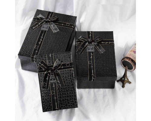 Коробка подарункова картон Чорний крокодил (набор 3 шт.) M середня