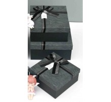 Коробка подарункова картон Чорний квадрат (набор 3 шт.) S маленька
