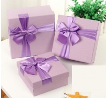 Коробка подарункова картон Бузковий квадрат (набор 3 шт.) S маленька