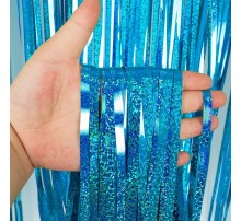 Декоративна шторка для фотозони - голограма блакитна 1м*2м