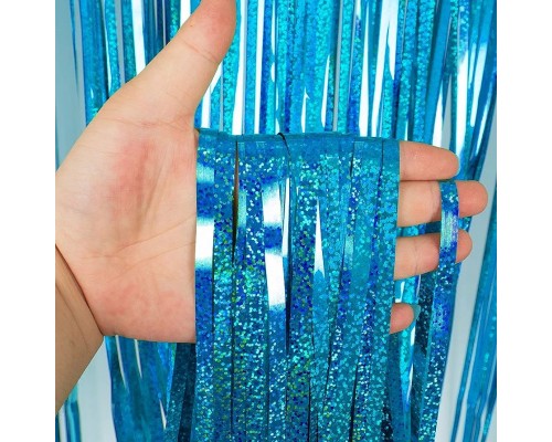 Декоративна шторка для фотозони - голограма блакитна 1м*2м