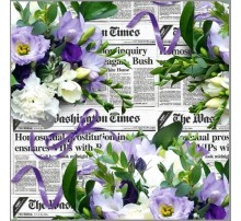 Пакувальний папір (5 листів) "Білобузкові квіти на газеті" (70*100 см)