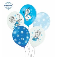 Латексні кульки Belbal Сніжинки, крижане серце, мікс, білий, блакитний 30 см 12" (25 шт.)